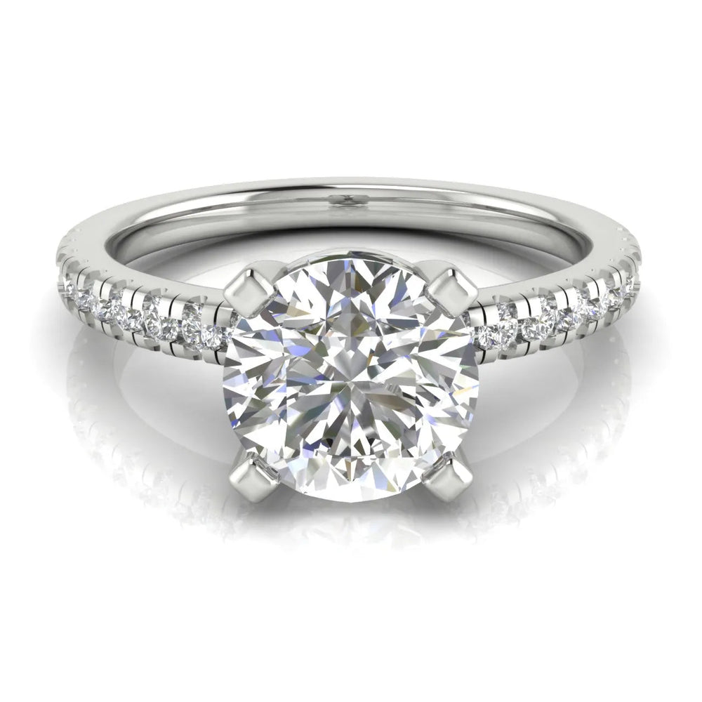 Delicate Pavé Accent Solitaire Ring – Round (925 Sterling Silver)