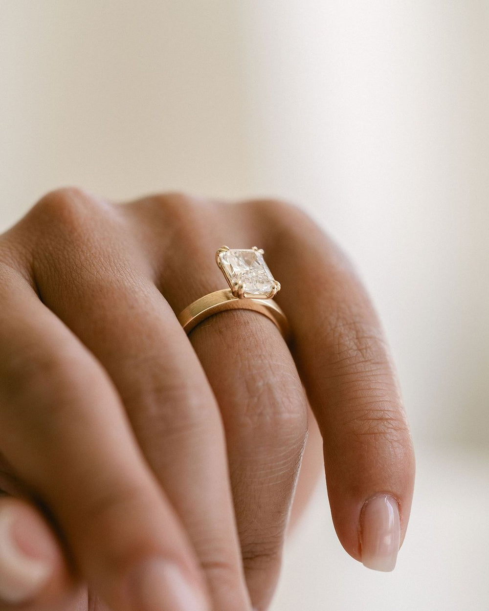 Double Prong Radiant Cut Labgrown Engagement Ring