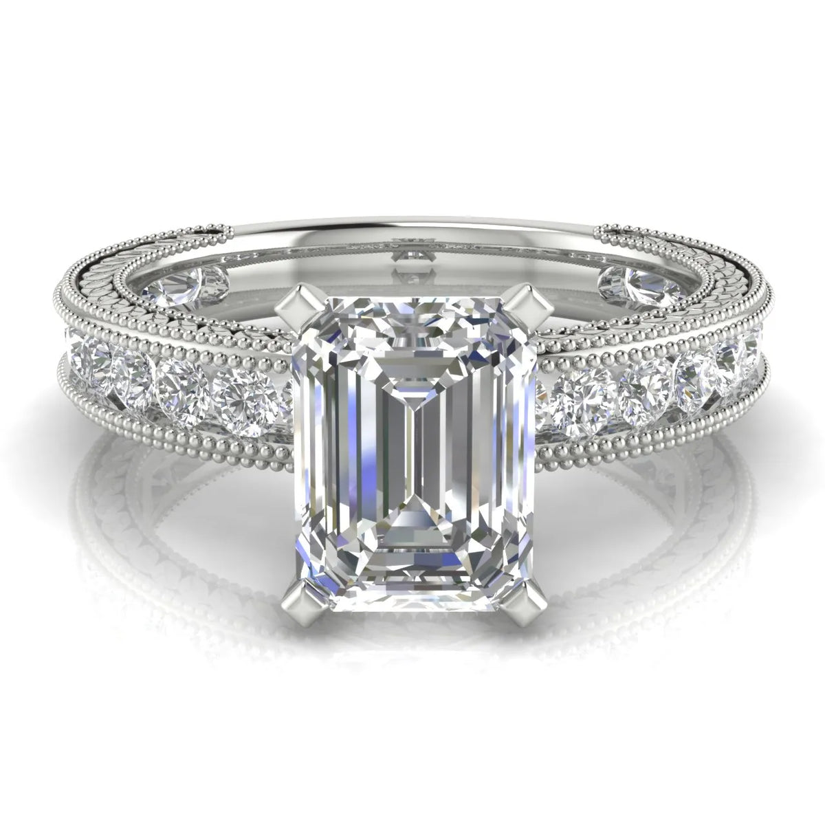 Vintage Milgrain Accent Solitaire Ring