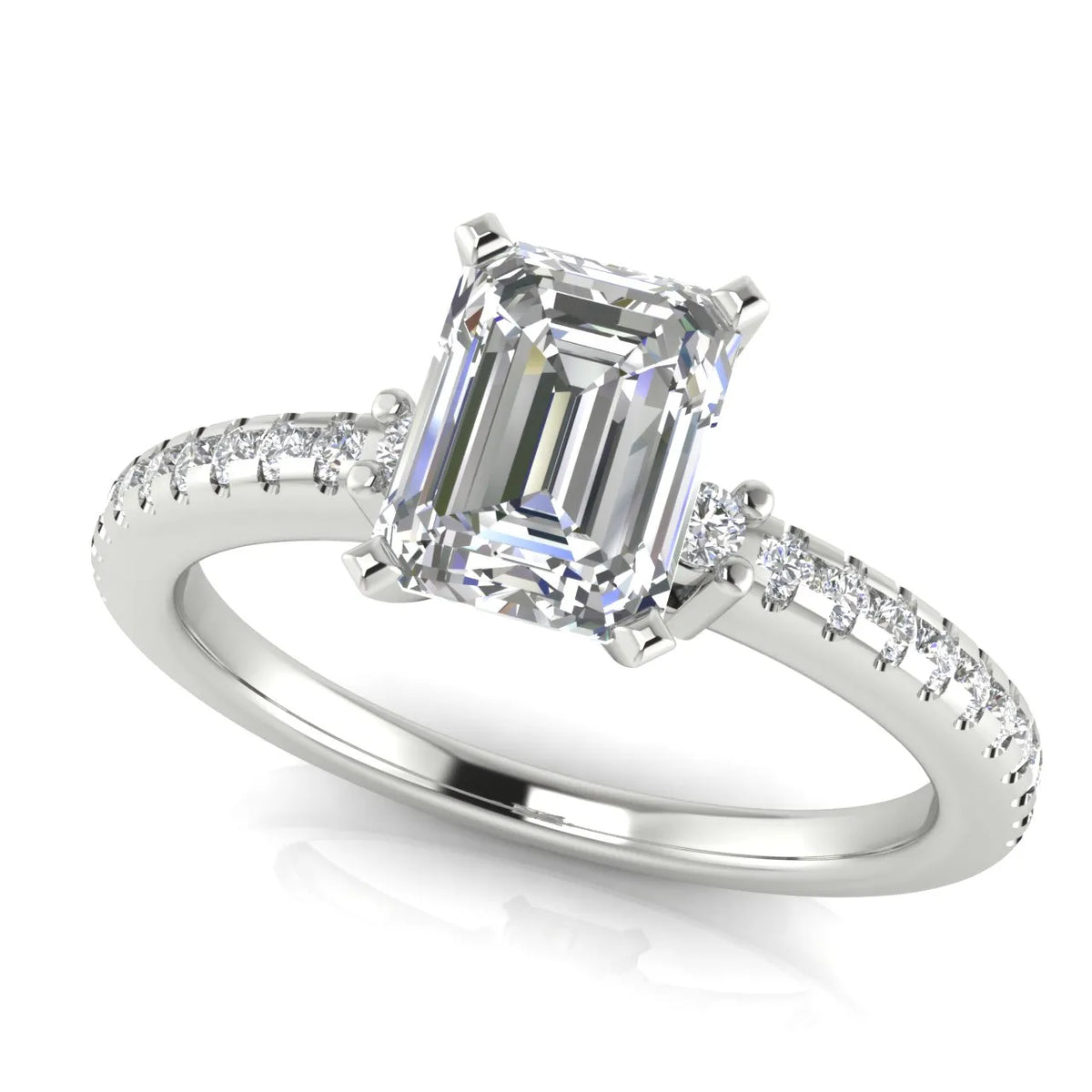 Classic Pavé Accent Solitaire Ring