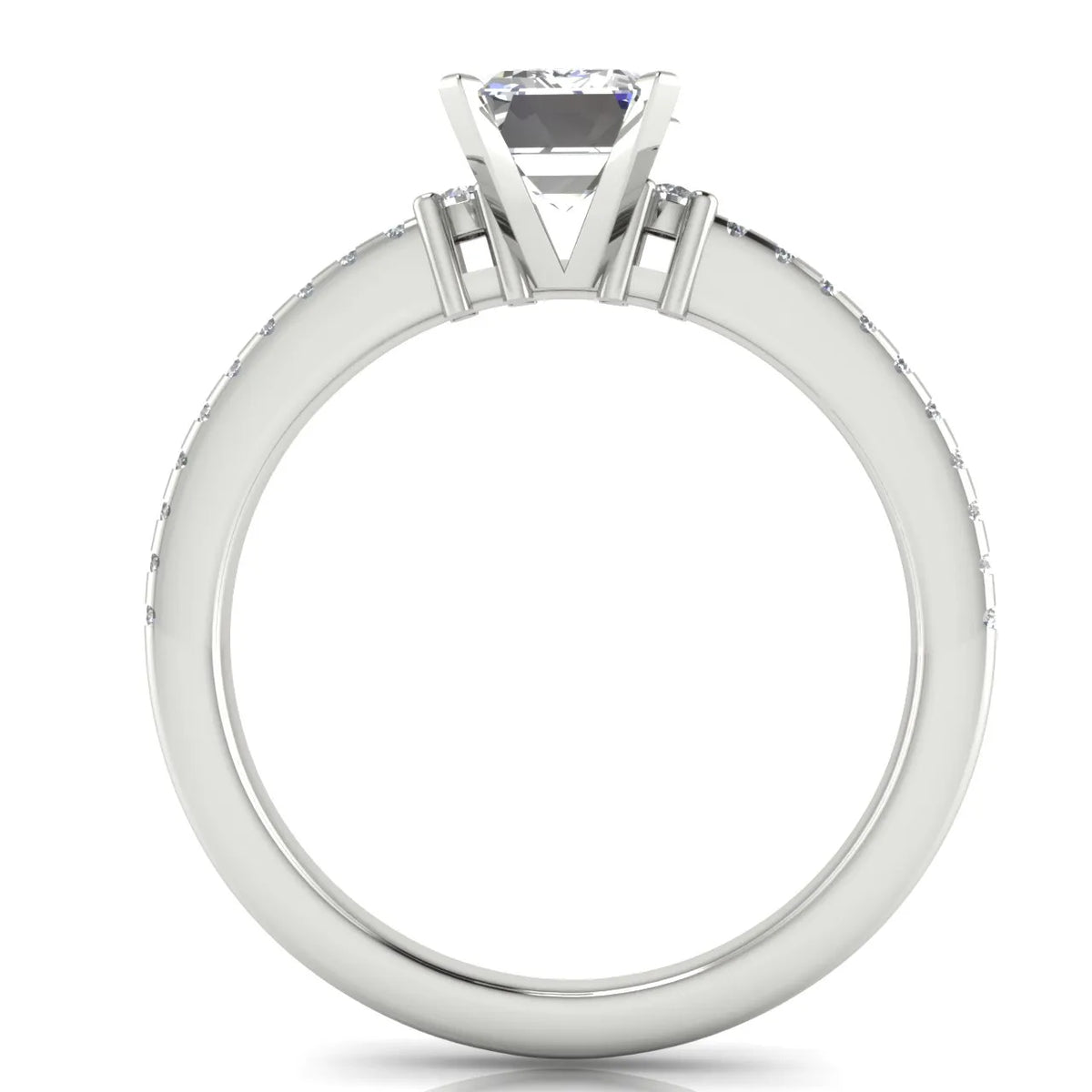Classic Pavé Accent Solitaire Ring