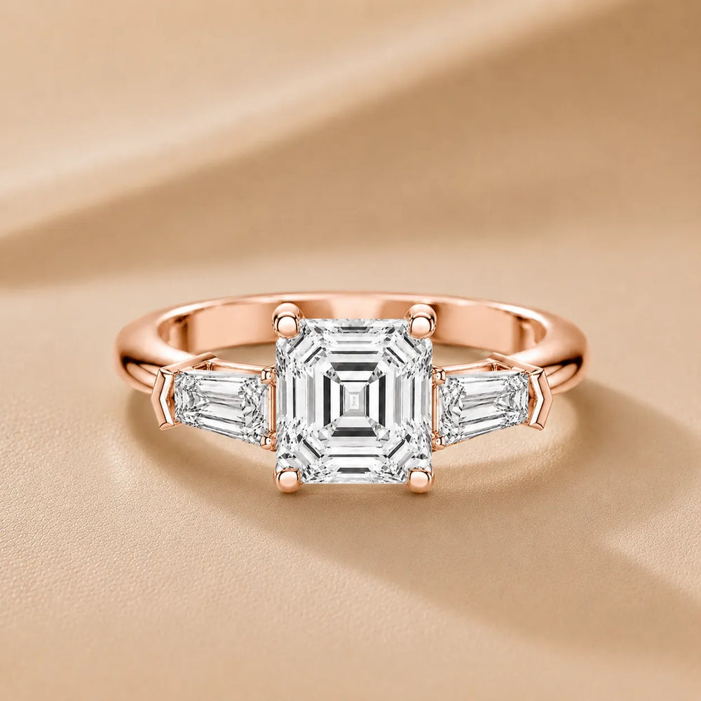 Emerald Elegance Ring with Customize baguette