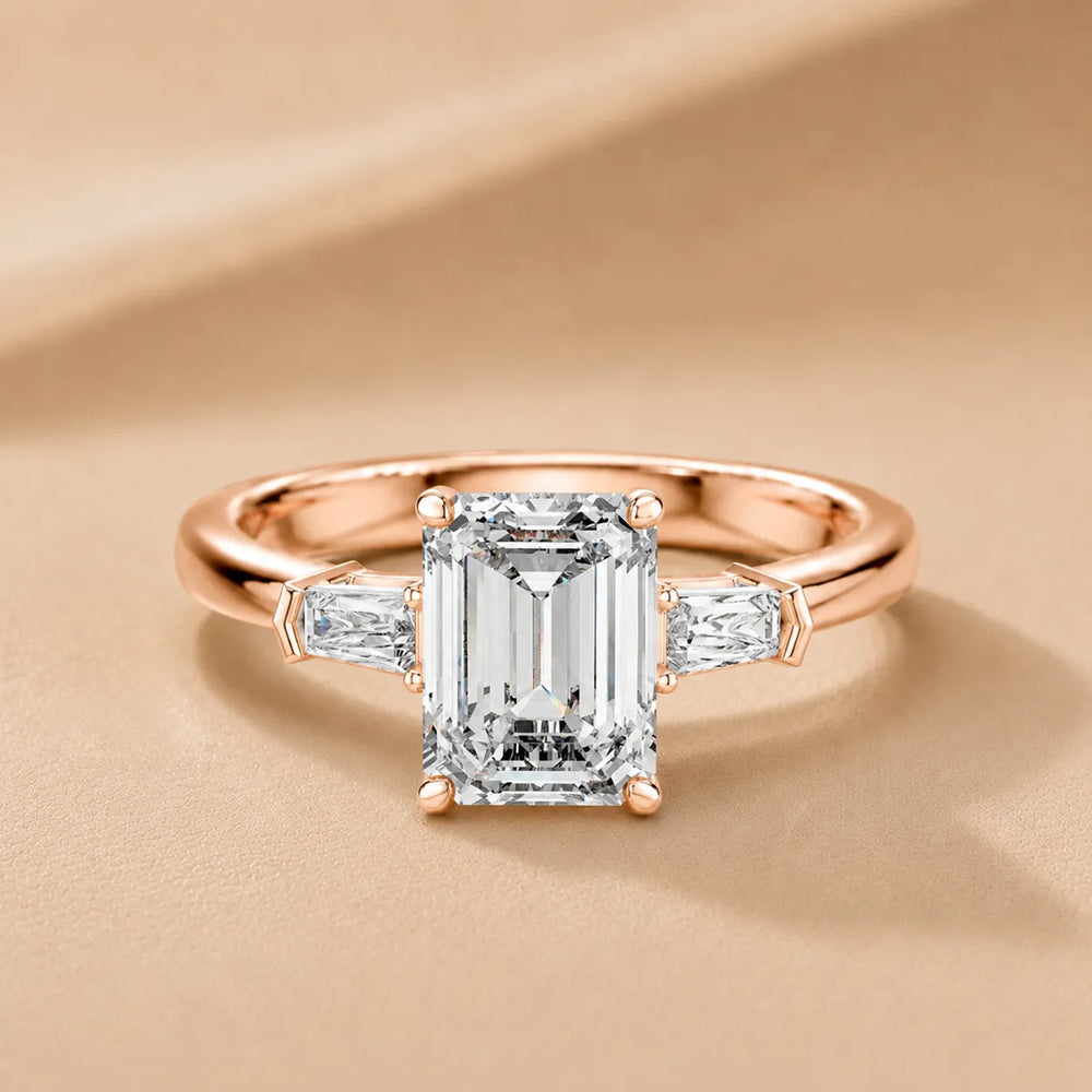 Emerald Elegance Ring with Customize baguette