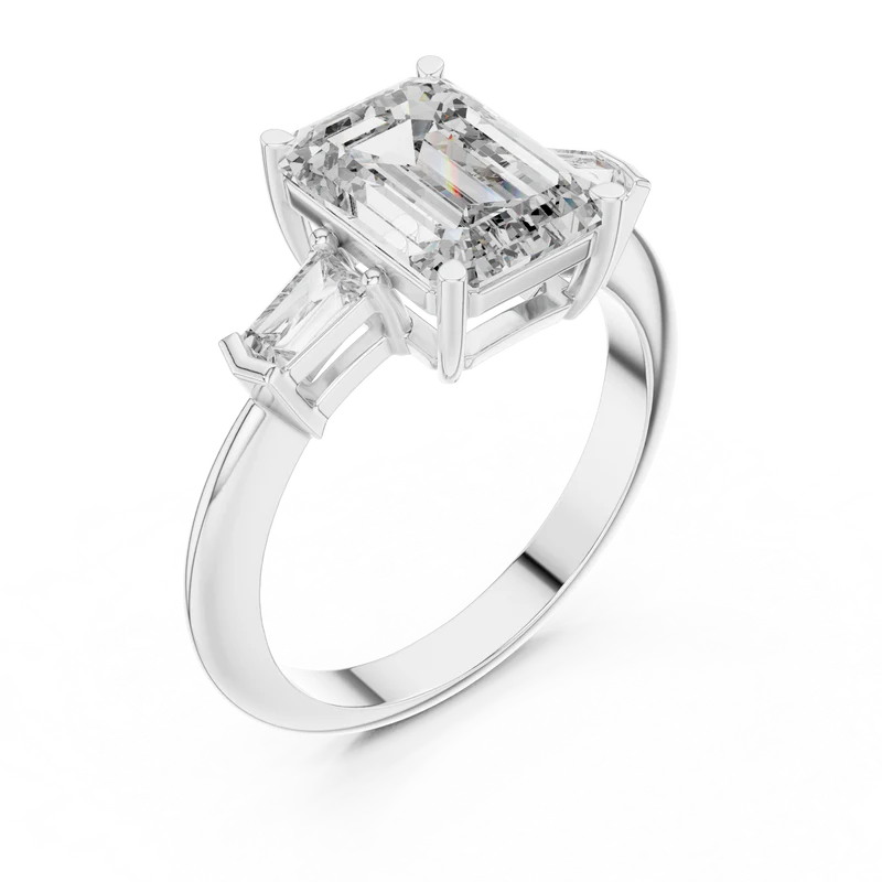 Emerald Elegance Ring with Customize baguette