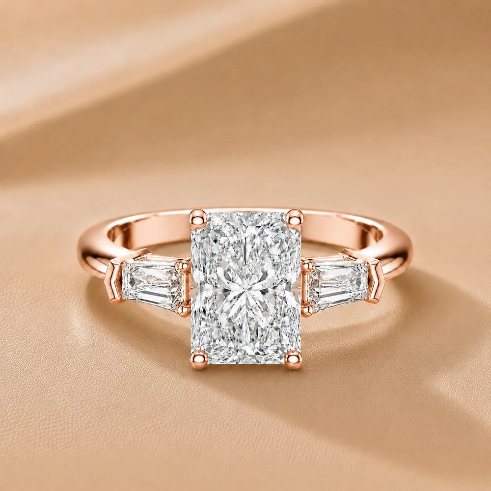 Emerald Elegance Ring with Customize baguette