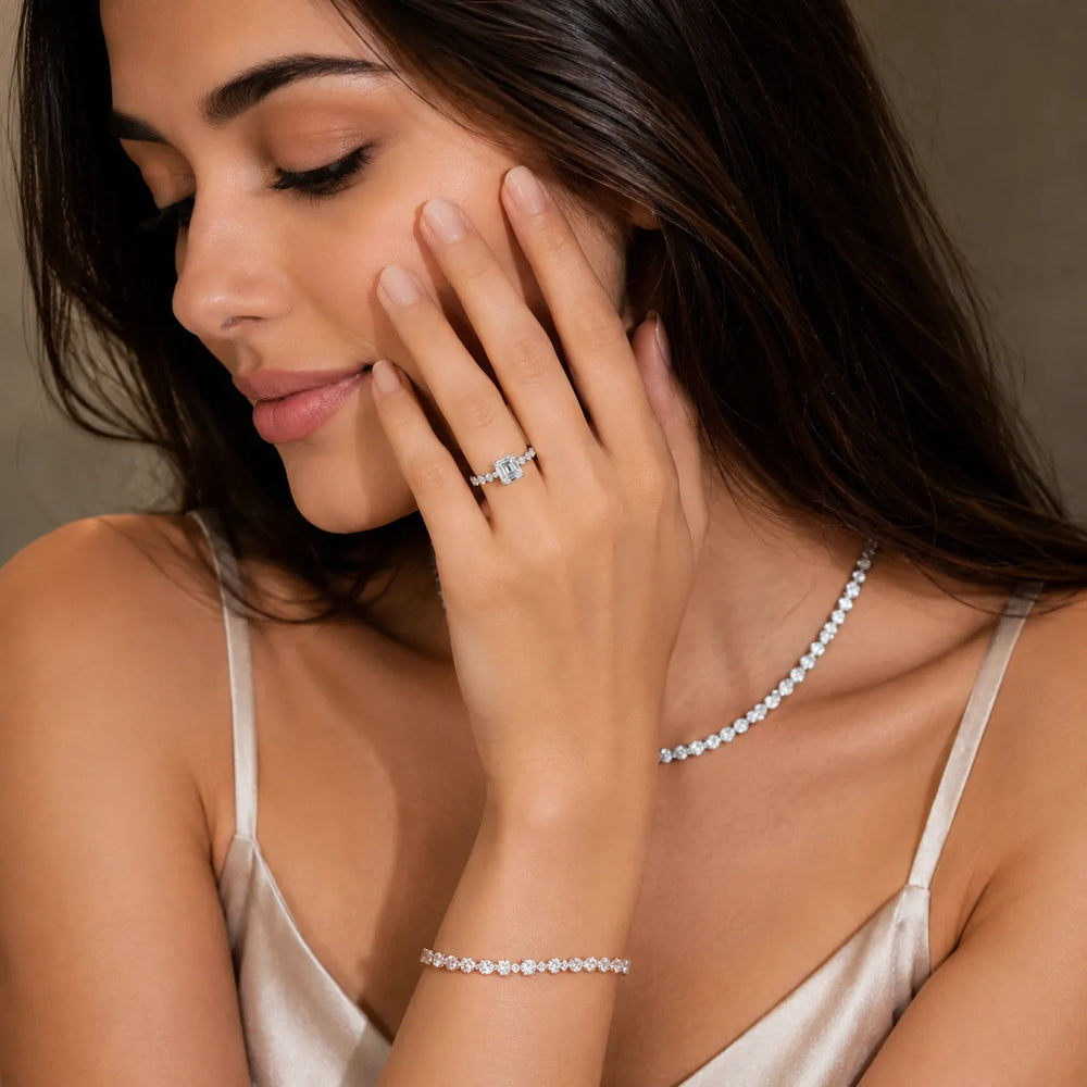 Eleanor Majesty Side Stone Princess Diamond Engagement Ring