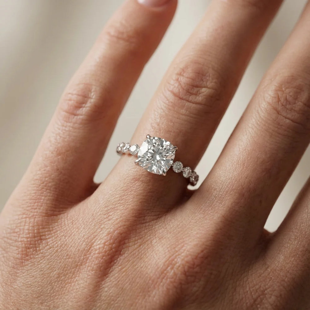Eleanor Majesty Side Stone Princess Diamond Engagement Ring