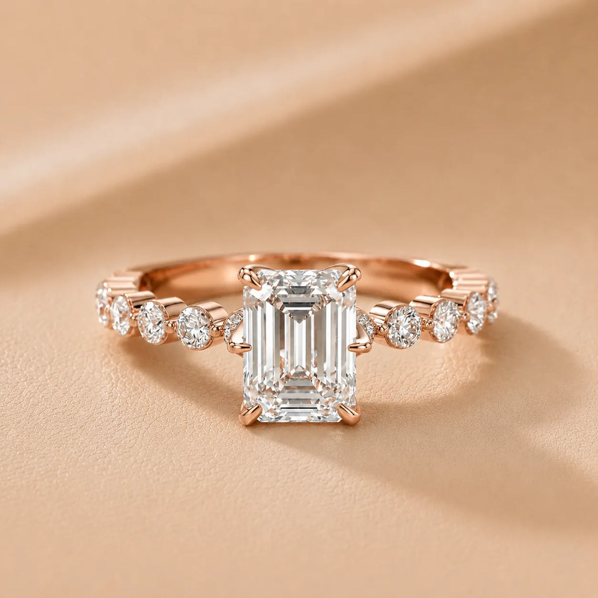 Eleanor Majesty Side Stone Princess Diamond Engagement Ring