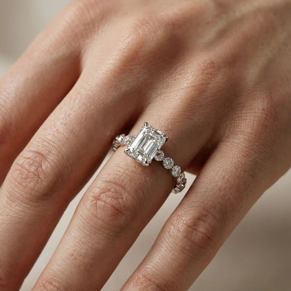 Eleanor Majesty Side Stone Princess Diamond Engagement Ring