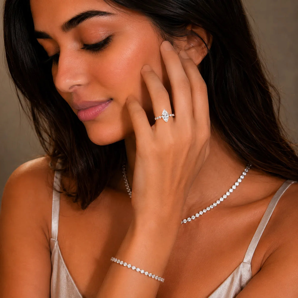 Eleanor Majesty Side Stone Princess Diamond Engagement Ring