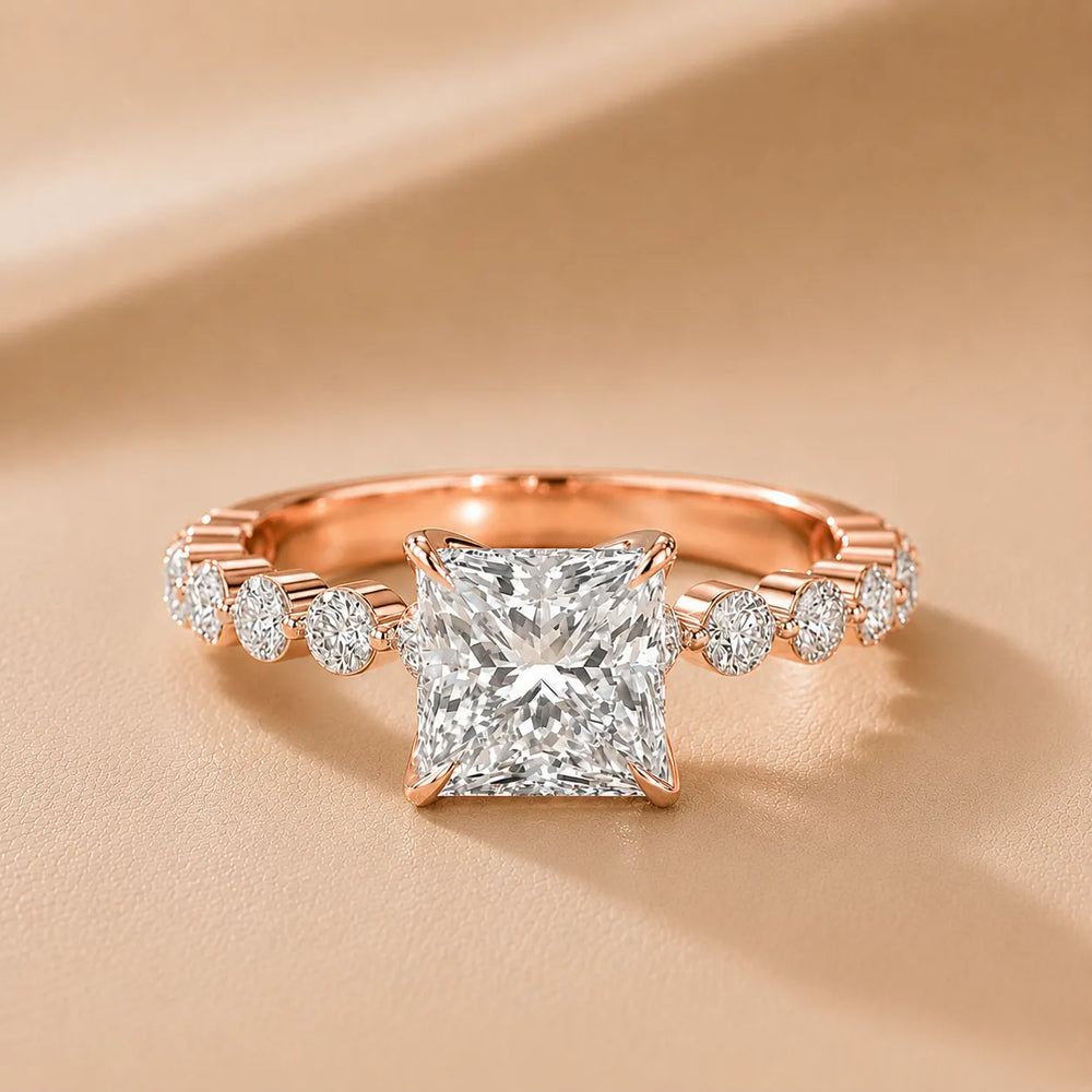 Eleanor Majesty Side Stone Princess Diamond Engagement Ring
