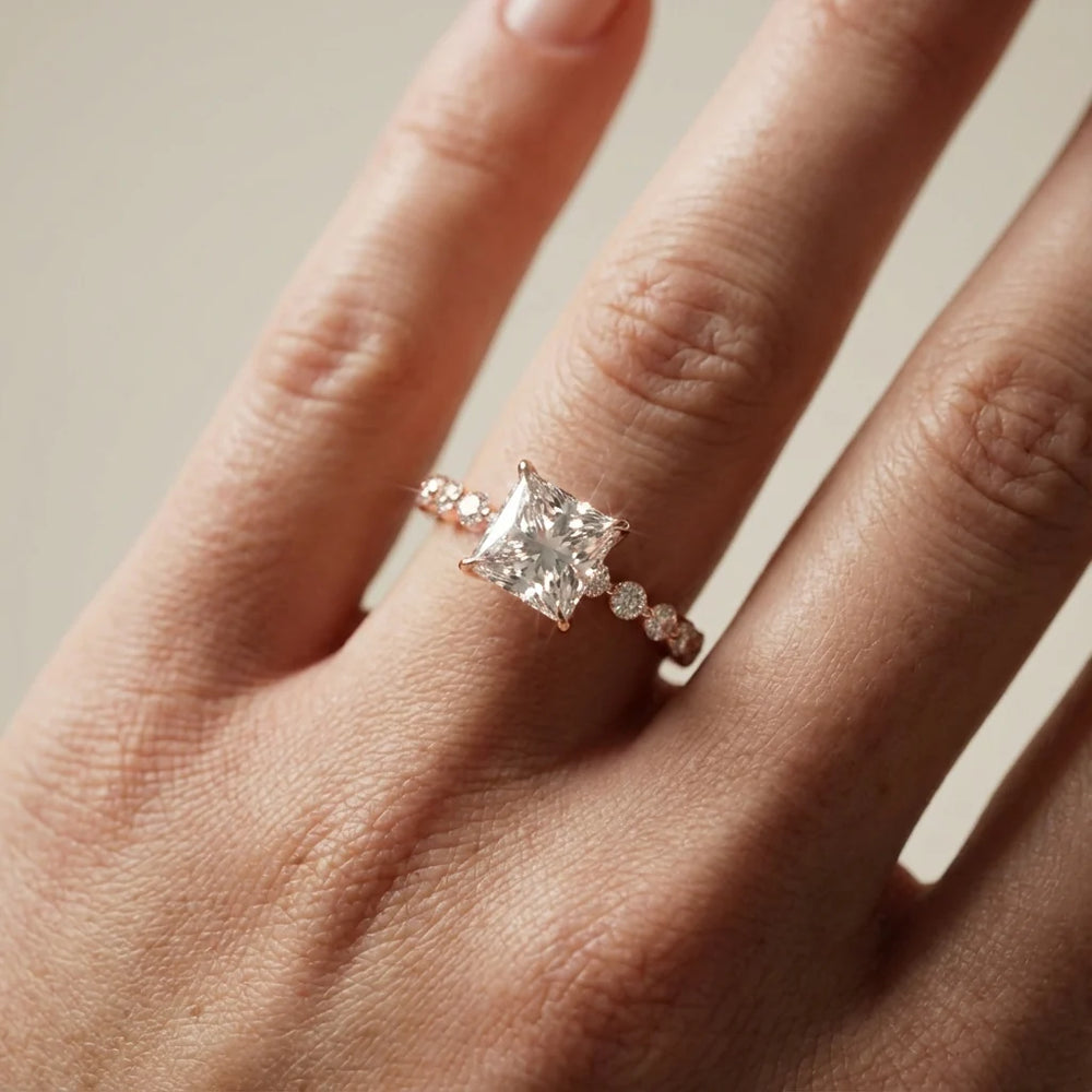 Eleanor Majesty Side Stone Princess Diamond Engagement Ring