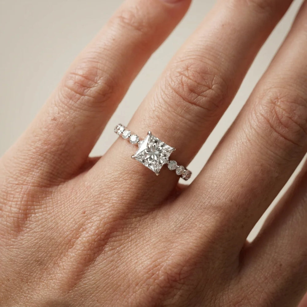 Eleanor Majesty Side Stone Princess Diamond Engagement Ring