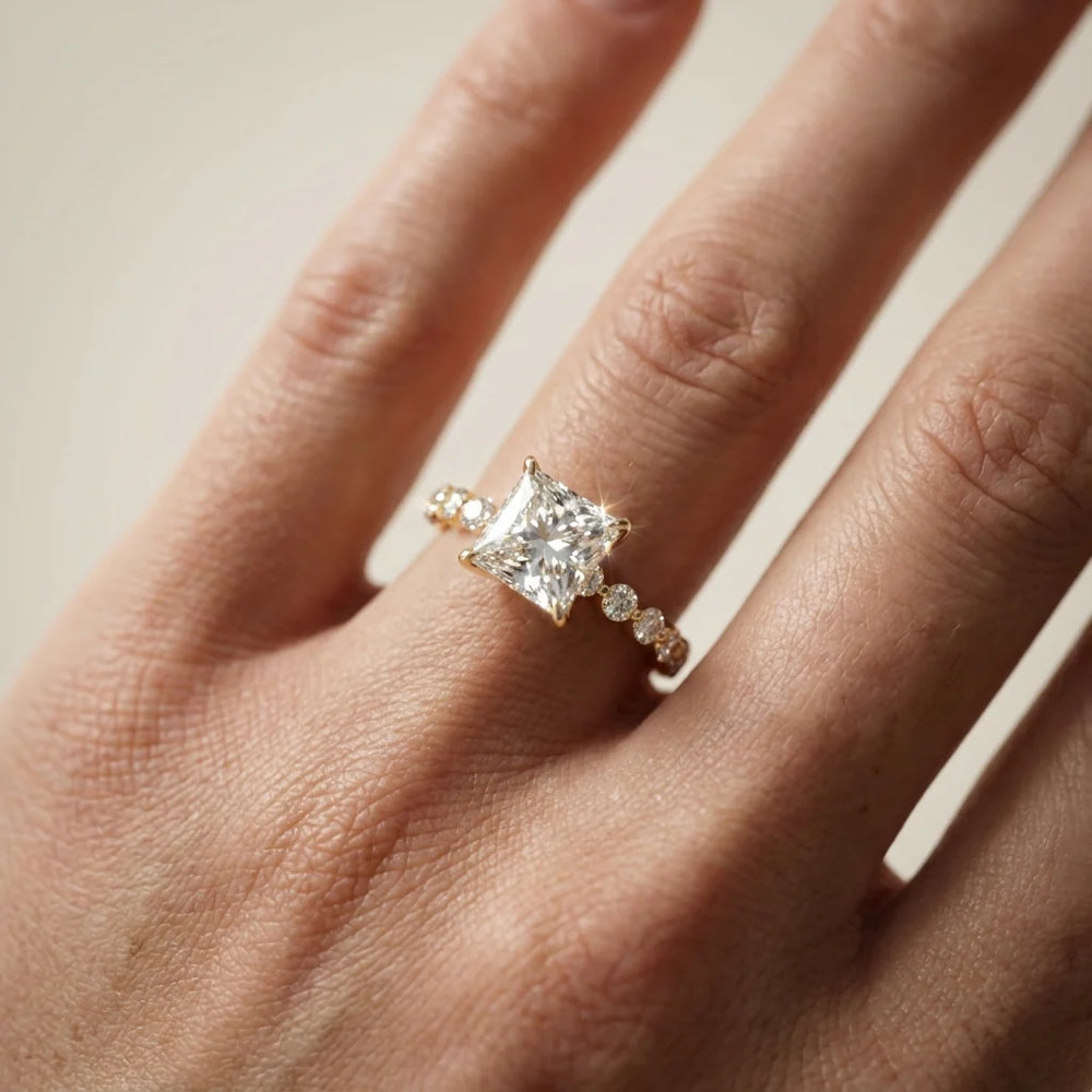 Eleanor Majesty Side Stone Princess Diamond Engagement Ring