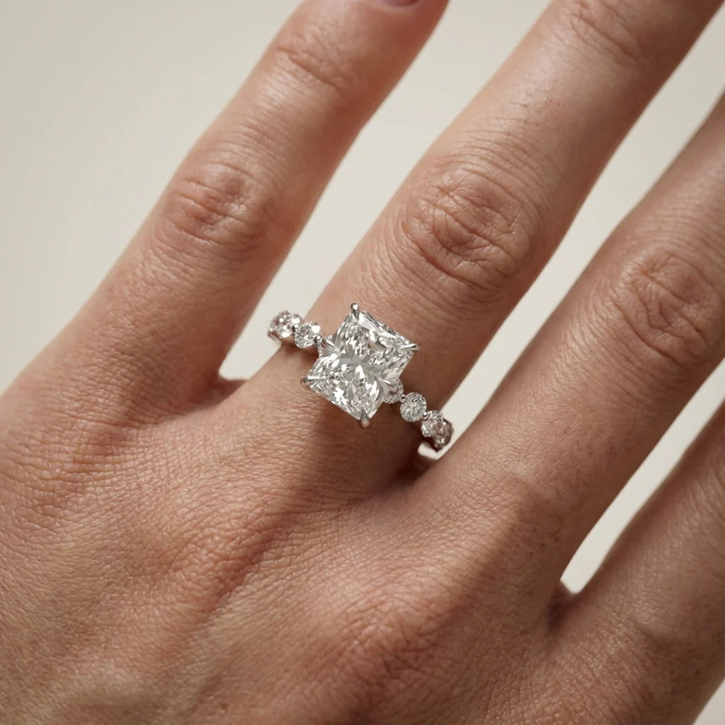 Eleanor Majesty Side Stone Princess Diamond Engagement Ring