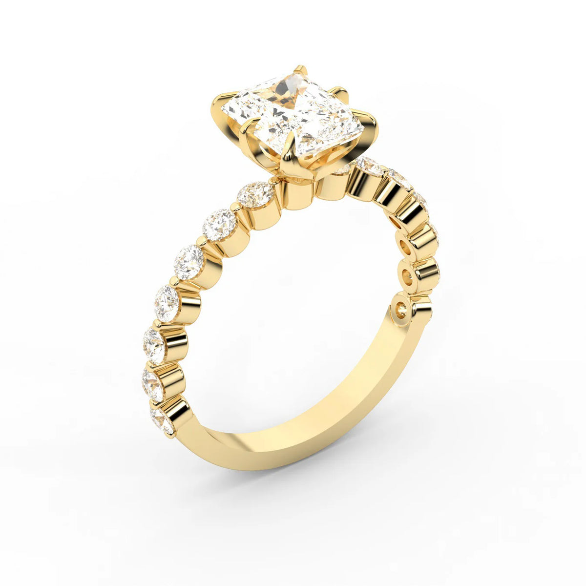 Eleanor Majesty Side Stone Princess Diamond Engagement Ring