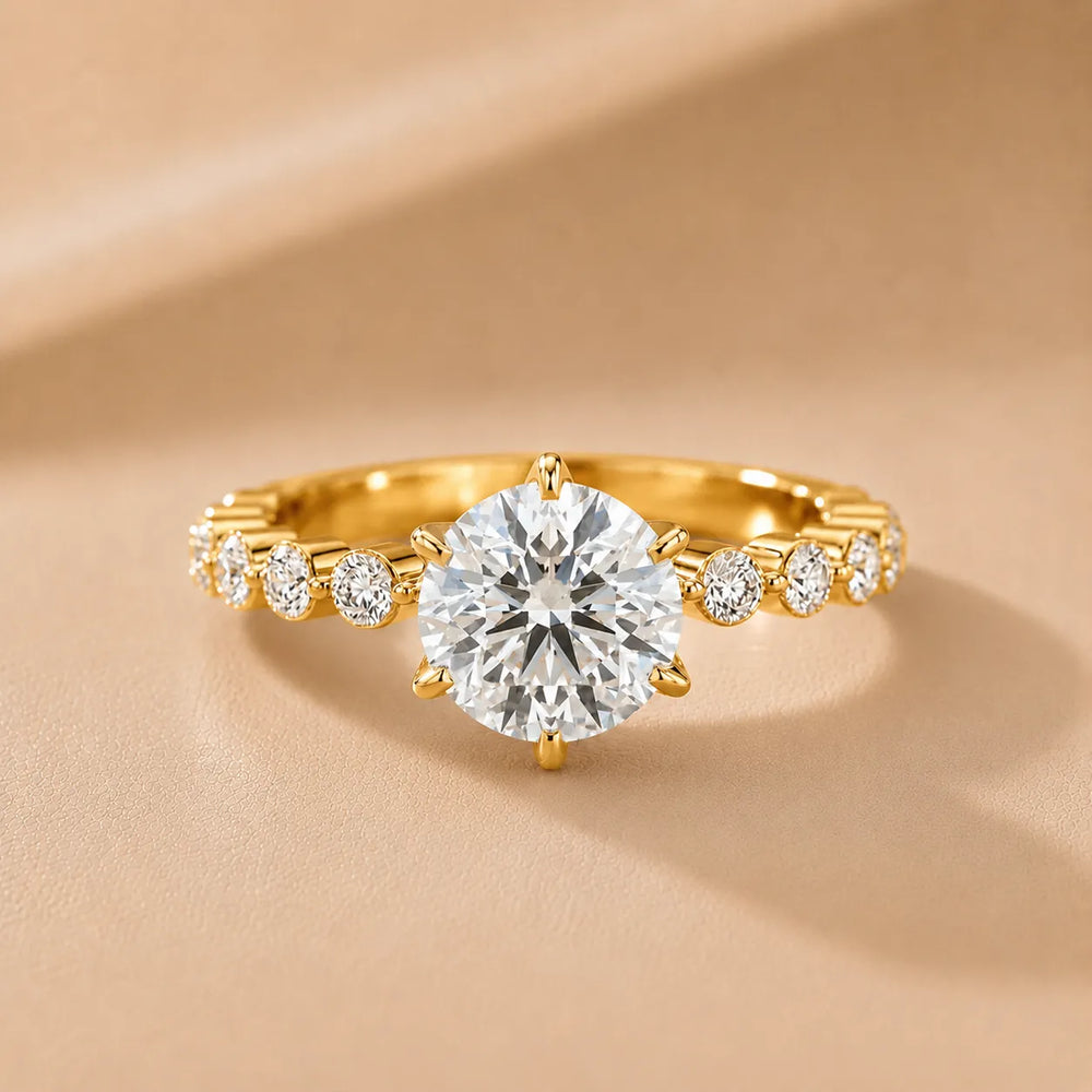 Eleanor Majesty Side Stone Princess Diamond Engagement Ring