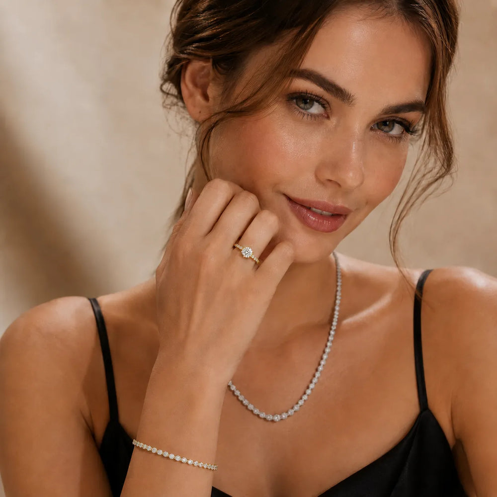 Eleanor Majesty Side Stone Princess Diamond Engagement Ring