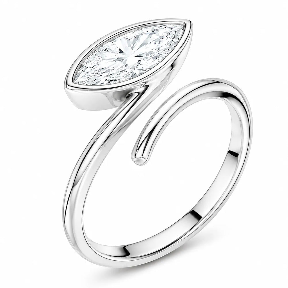 Elegant Pear-Cut Bezel Wrap Diamond Ring