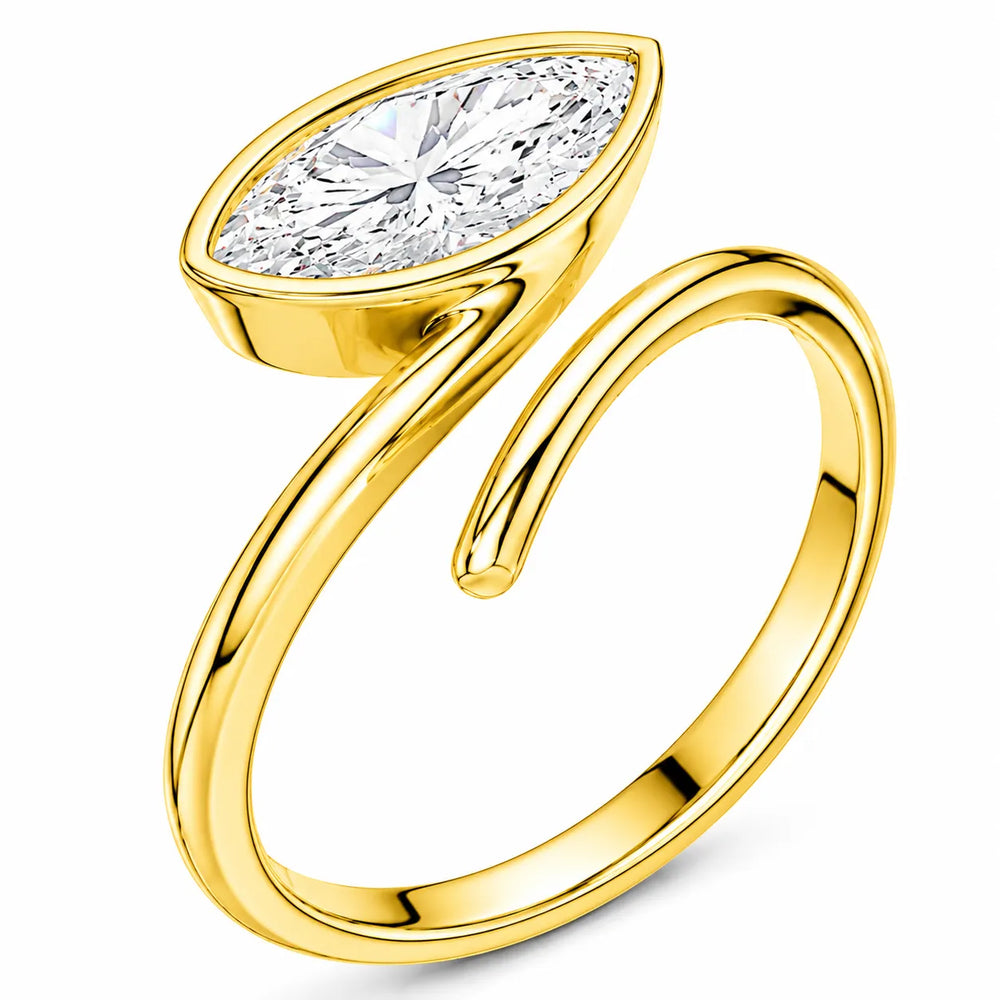 Elegant Pear-Cut Bezel Wrap Diamond Ring