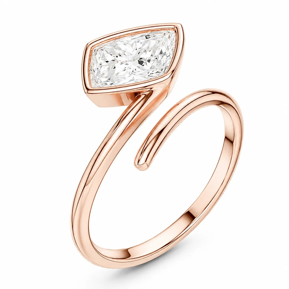 Elegant Pear-Cut Bezel Wrap Diamond Ring