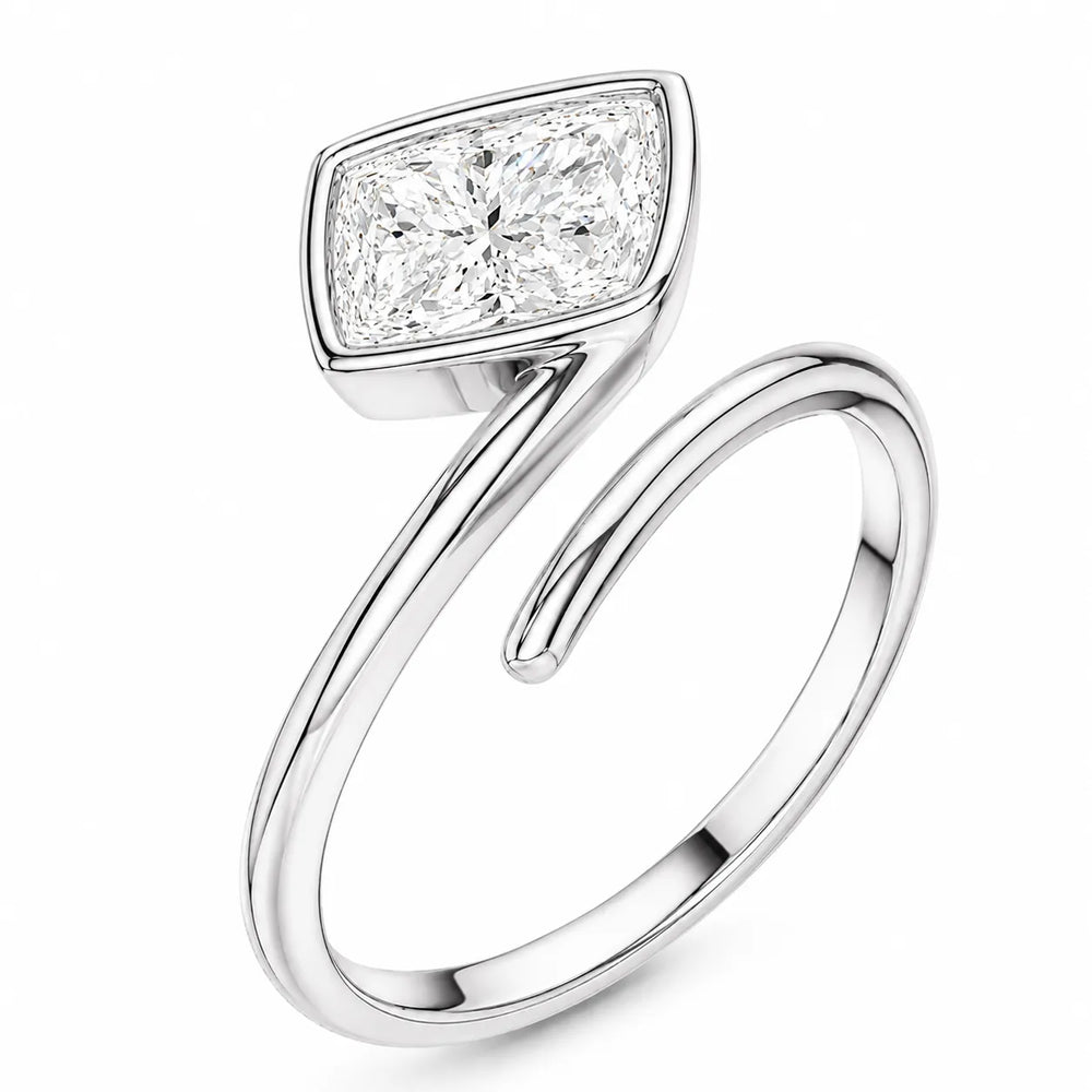 Elegant Pear-Cut Bezel Wrap Diamond Ring