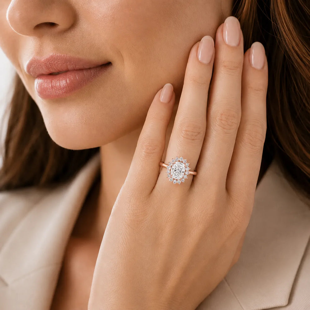 Vintage Empress Halo oval Diamond Engagement
