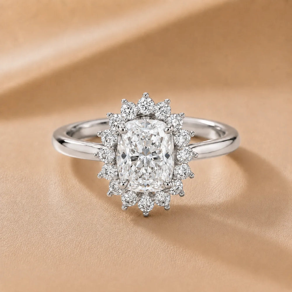 Vintage Empress Halo oval Diamond Engagement