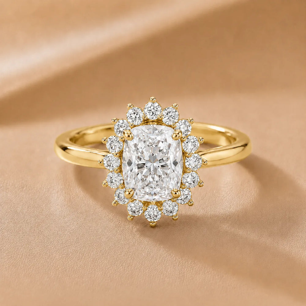 Vintage Empress Halo oval Diamond Engagement