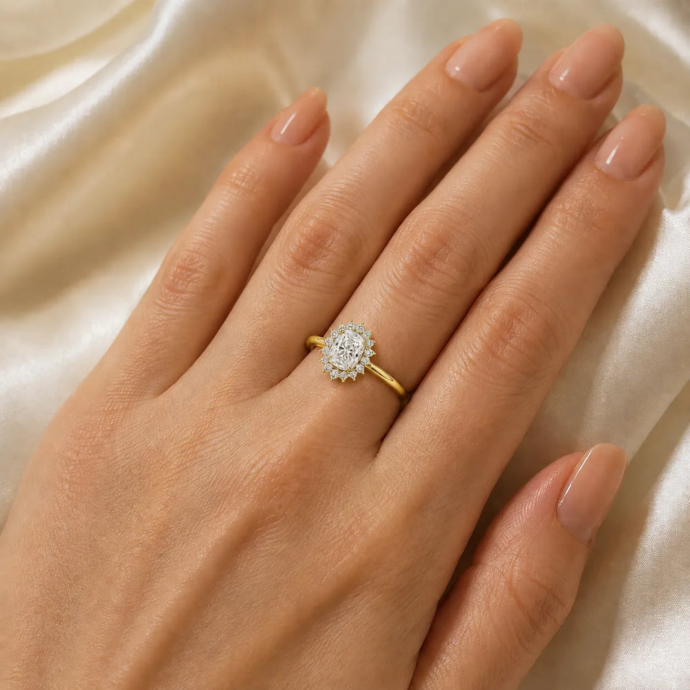 Vintage Empress Halo oval Diamond Engagement