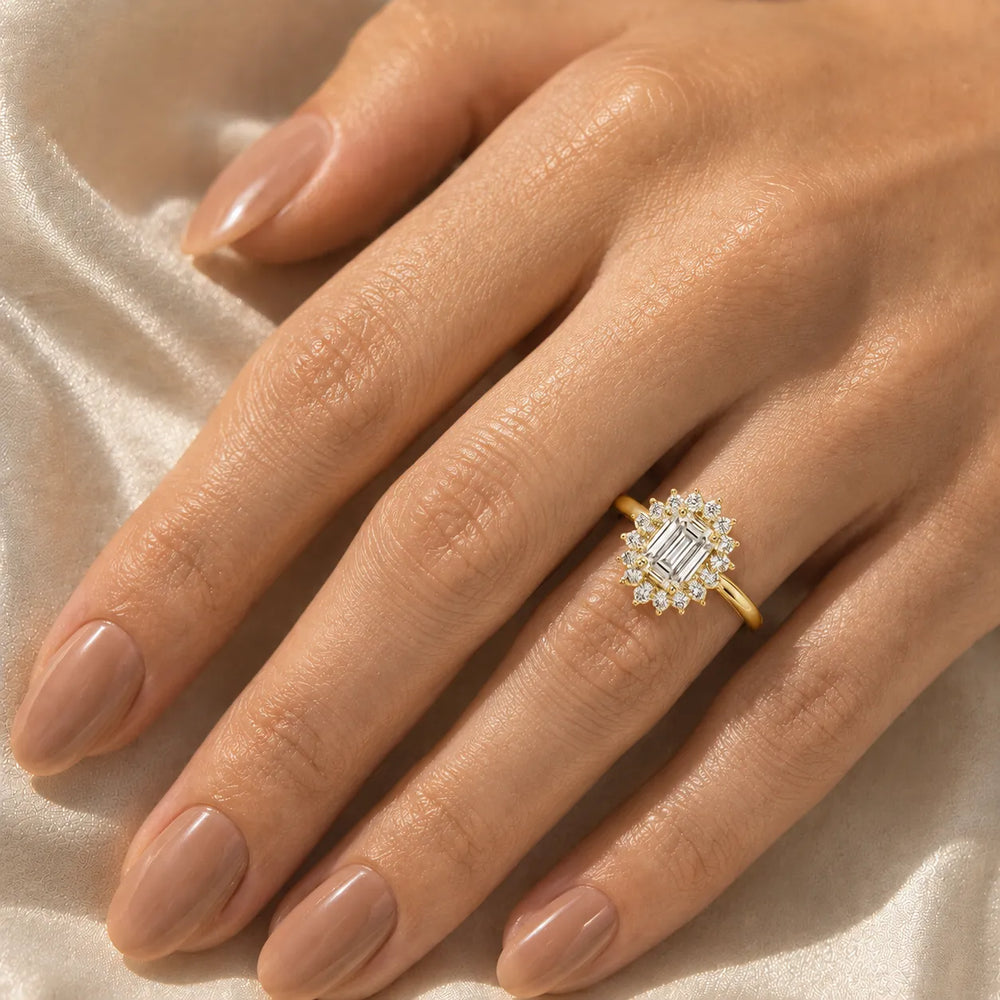 Vintage Empress Halo oval Diamond Engagement