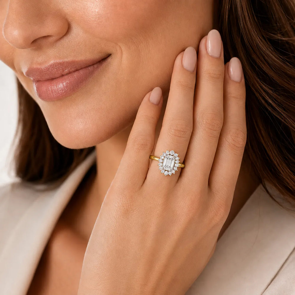 Vintage Empress Halo oval Diamond Engagement