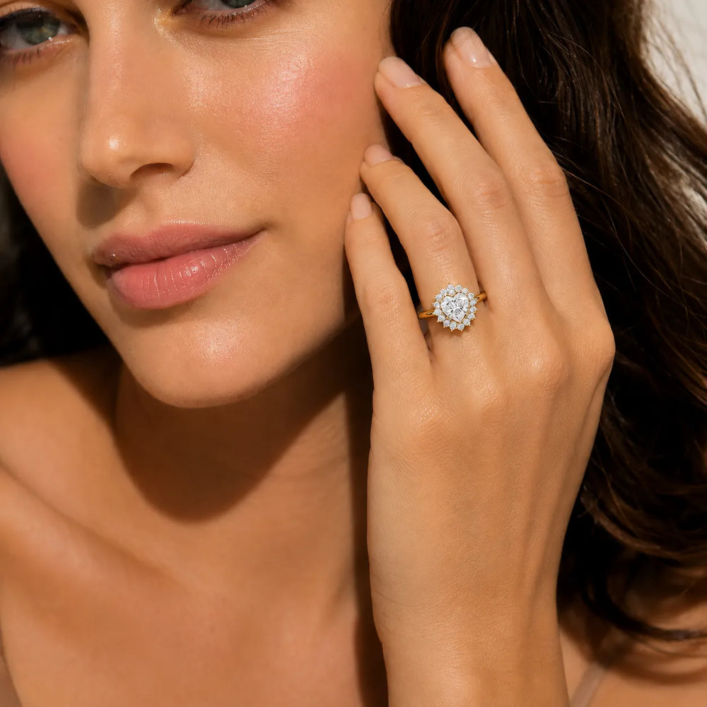 Vintage Empress Halo oval Diamond Engagement