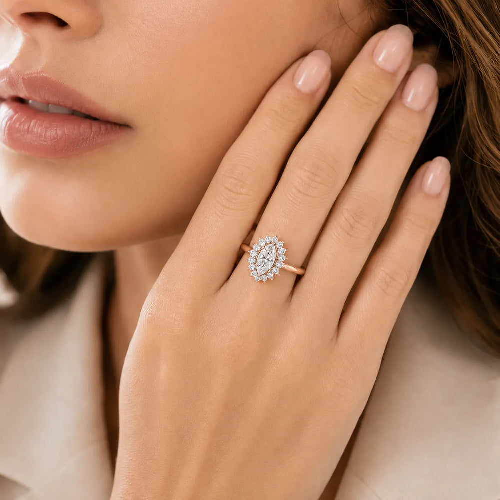 Vintage Empress Halo oval Diamond Engagement