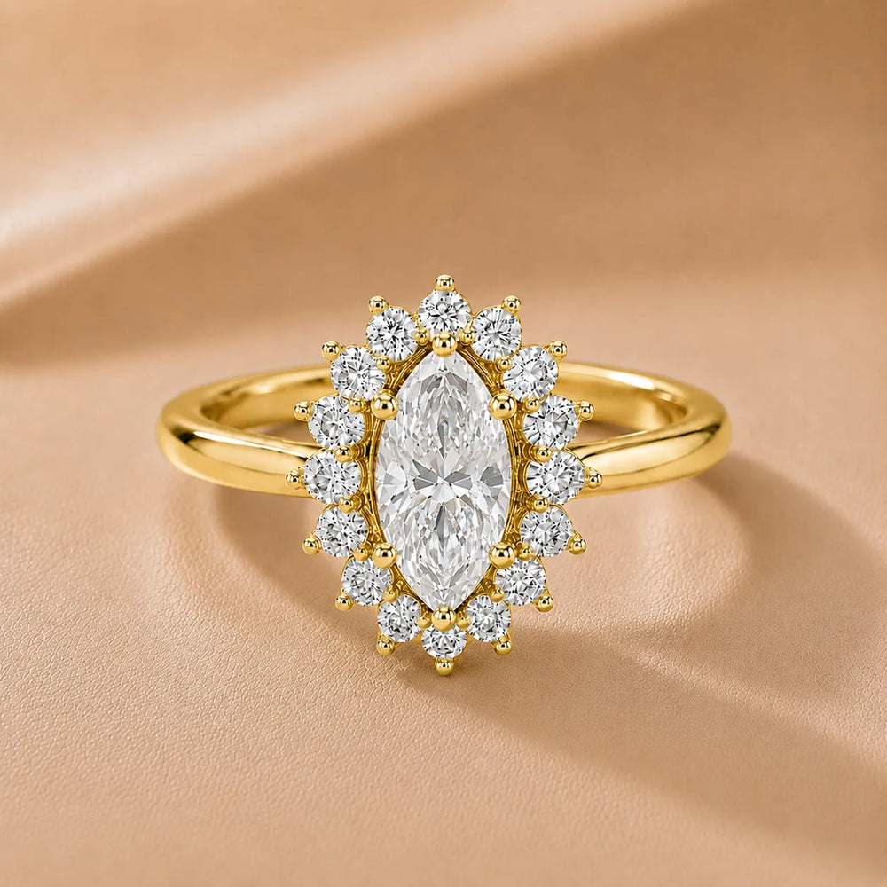 Vintage Empress Halo oval Diamond Engagement