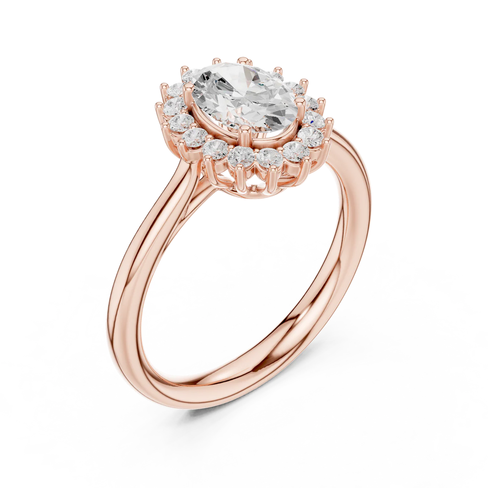 Vintage Empress Halo oval Diamond Engagement