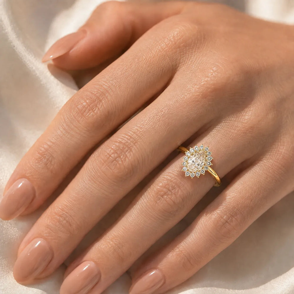 Vintage Empress Halo oval Diamond Engagement