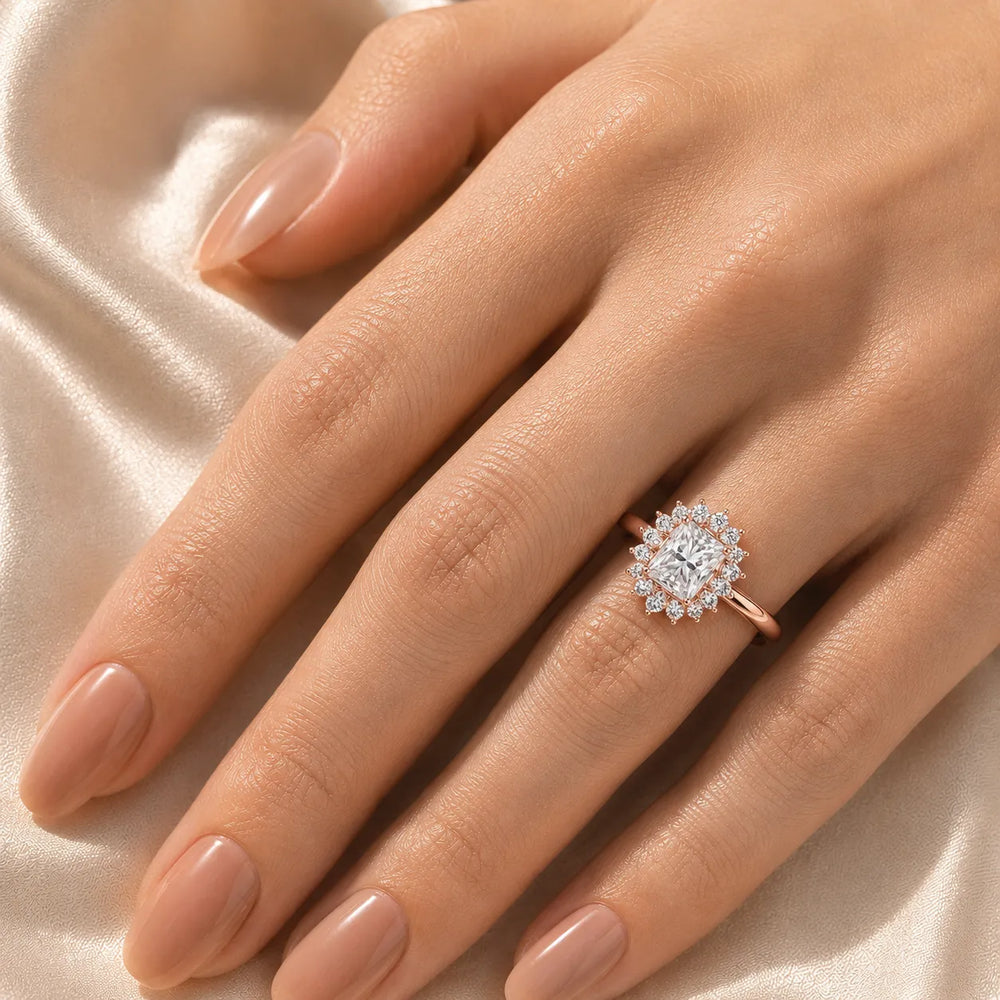 Vintage Empress Halo oval Diamond Engagement