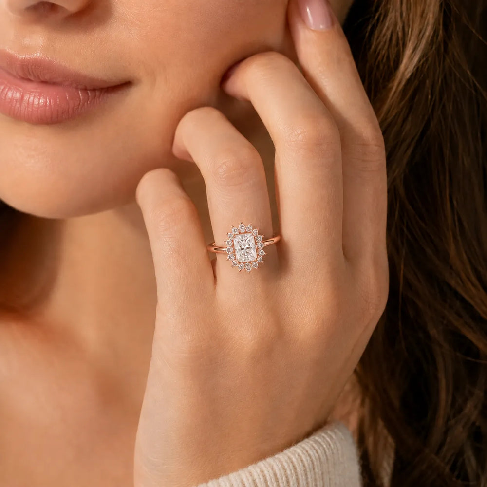 Vintage Empress Halo oval Diamond Engagement