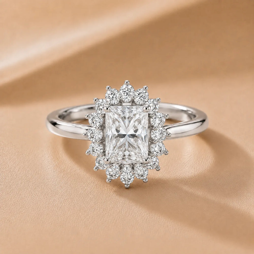 Vintage Empress Halo oval Diamond Engagement