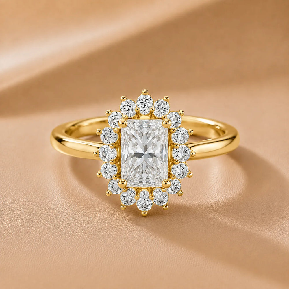 Vintage Empress Halo oval Diamond Engagement