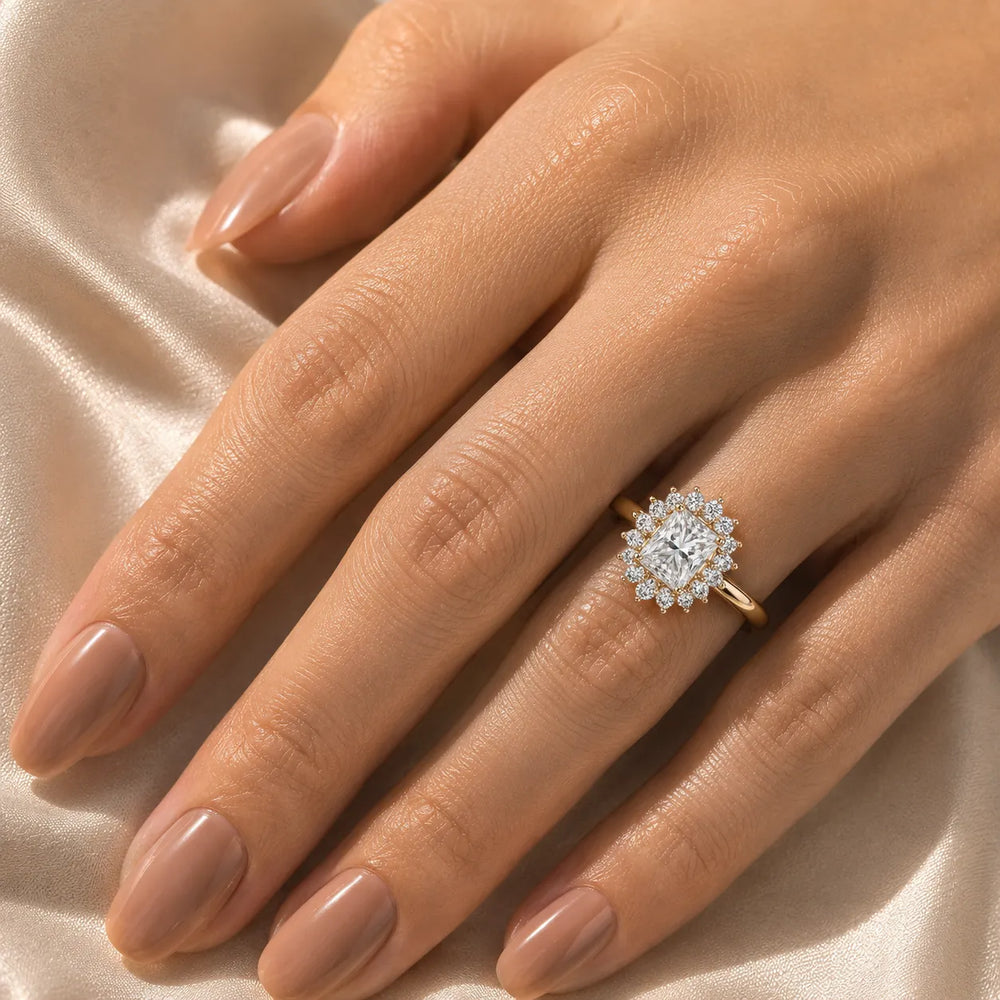 Vintage Empress Halo oval Diamond Engagement