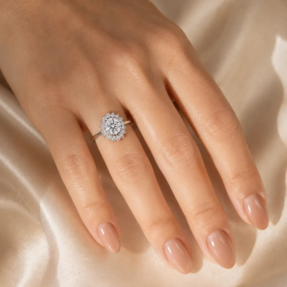 Vintage Empress Halo oval Diamond Engagement