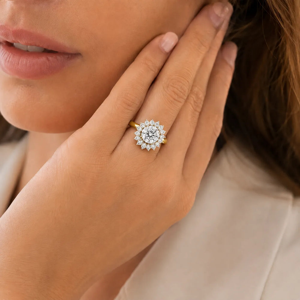 Vintage Empress Halo oval Diamond Engagement