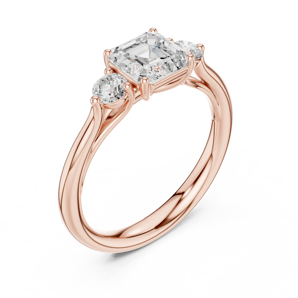 Essential Three-Stone Asscher Diamond Engagement Ring