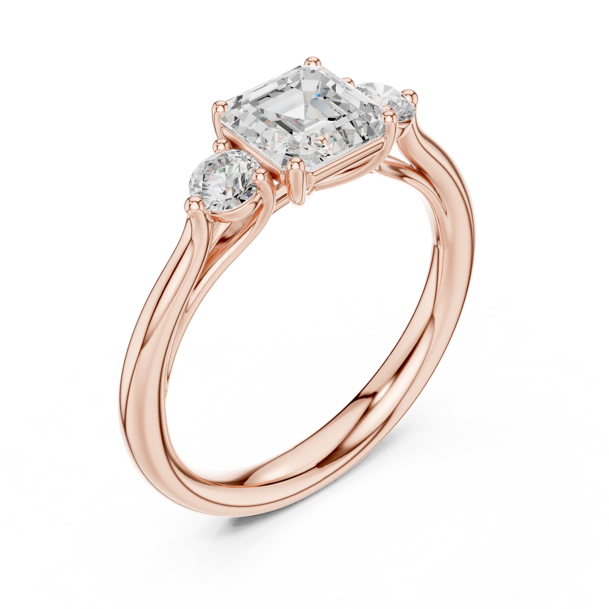 Essential Three-Stone Asscher Diamond Engagement Ring
