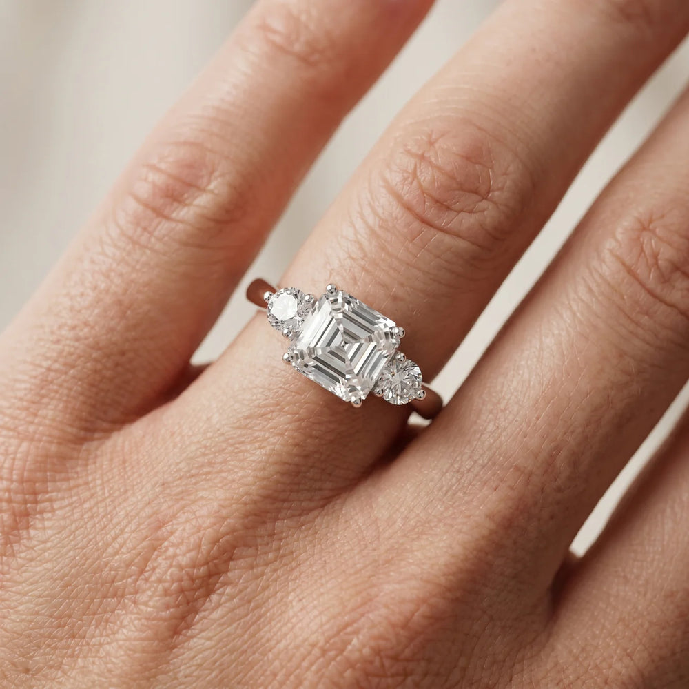 Essential Three-Stone Asscher Diamond Engagement Ring