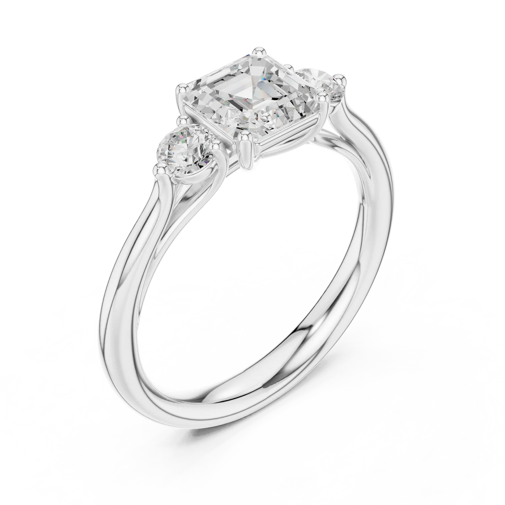 Essential Three-Stone Asscher Diamond Engagement Ring