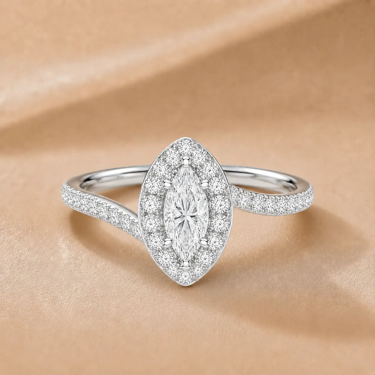 Eternal Halo Twisted Ring – Marquise (925 Sterling Silver)