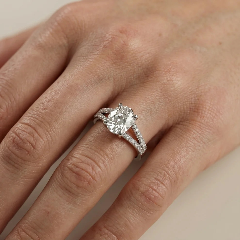Eternal Embrace Solitaire Emerald Diamond Engagement Ring